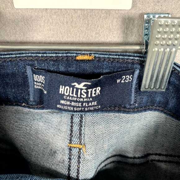 Hollister Jeans Womens 000S Blue Denim High Rise Soft Stretch Flare Leg Whiskers - Picture 5 of 8